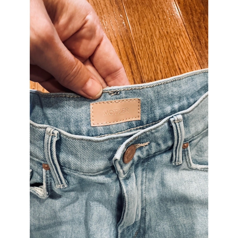 MOTHER The Weekender Fray Jeans SIZE 25 Blue High Rise Flare Raw Hem LIGHT - Picture 3 of 12